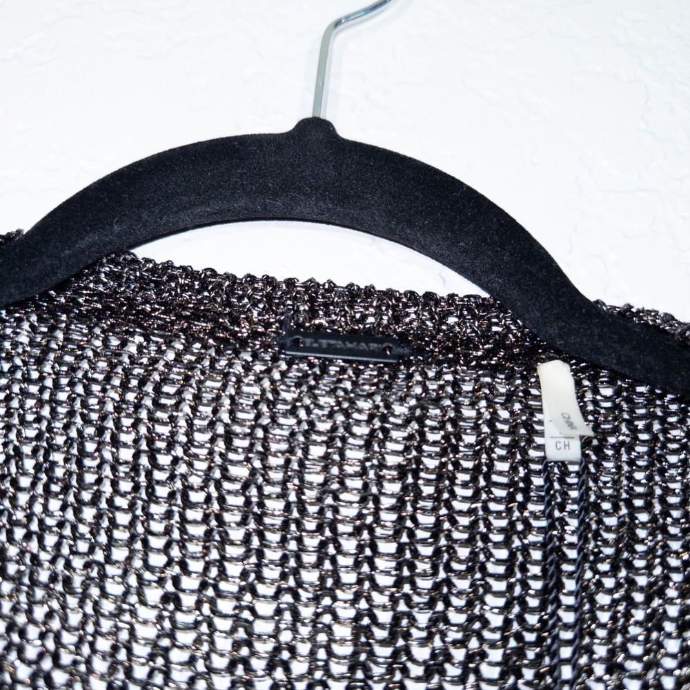 NWT Elie Tahari‎ Black & Gold Zareen Yarn Metallic Cardigan Sweater Size Small - Picture 8 of 10
